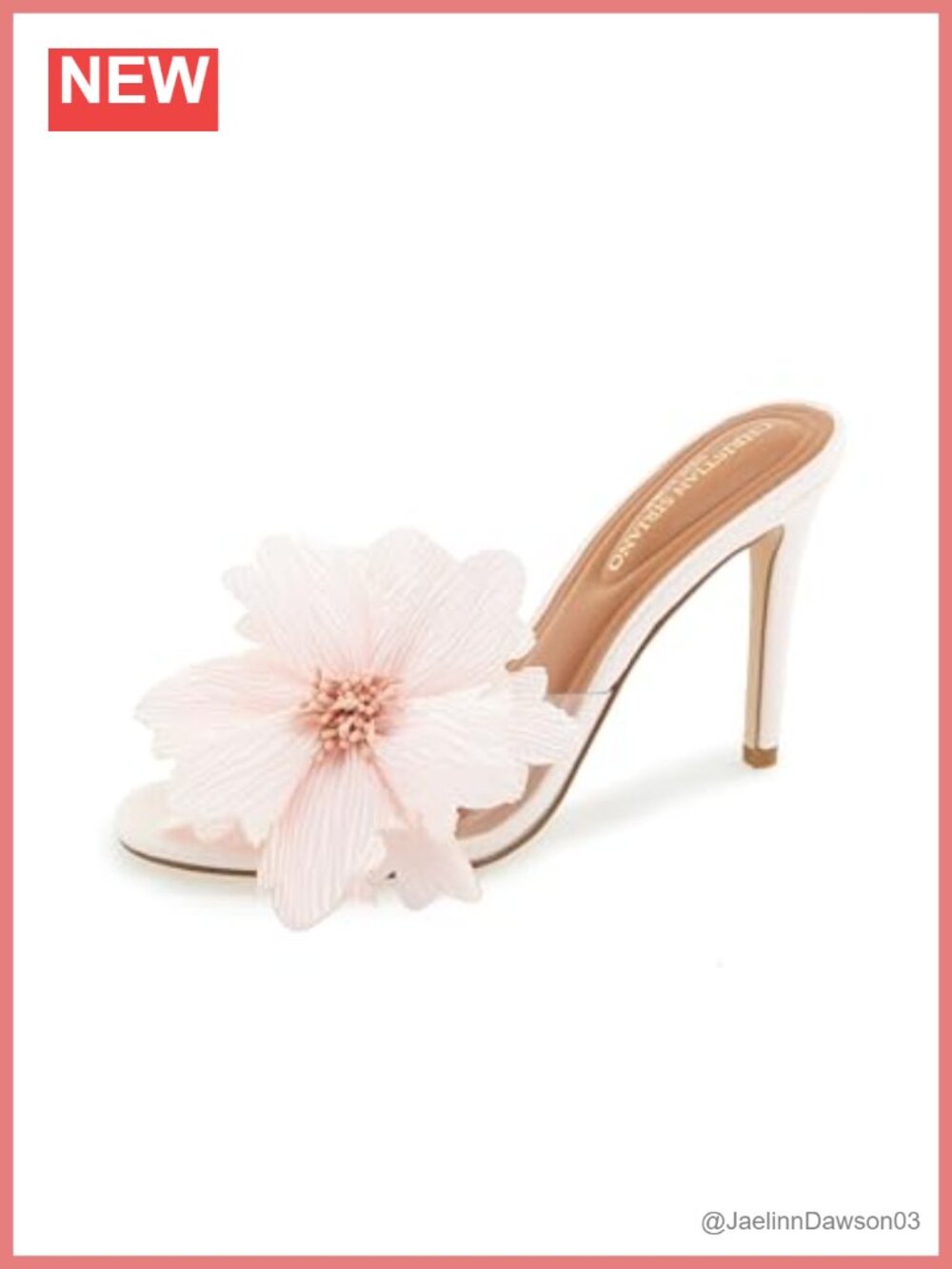 Clear Stiletto Heeled Sandals with Floral Detail Slip On Formal